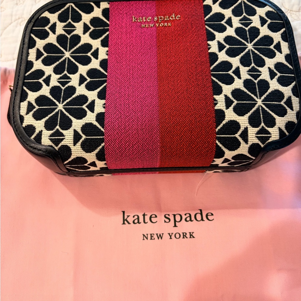 kate spade Black, Cream & Pink Floral Cosmetic Case